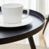 Modern 3 Piece Set, Anti - Spill Round Coffee Table, 2 Rattan Swivel Chairs, Outdoor Patio Furniture For Tea Time - Black / Wood - Image 16