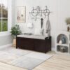 Storage Bench With 3 Shutter-Shaped Doors, Shoe Bench With Removable Cushion And Hidden Storage Space - Espresso - Image 4