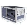 Wooden Rabbit Hutch Indoor Bunny House For Small Animals With Put Out Tray - Gray - Image 2