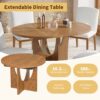 Topmax - 5 Piece Modern Extendable Round Dining Table Set With Removable Leaf For Small Places - Walnut / Beige - Image 3