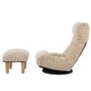 Japanese Style Single Reclining Sofa Chair With Adjustable Features Cotton For Balcony And Leisure - White - Image 26