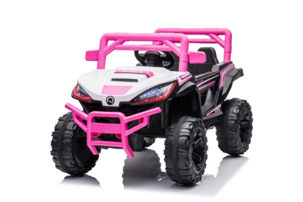 12V7A*1 30W*4 One Button Start, Forward And Backward, High And Low Speed, Music, Front Light, Power Display, Two Doors Can Open, 2.4G R / C, Seat Belt Four Wheel Absorber Kids Ride On Car - Pink