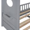 Full Size House Bed With Trundle, Modern Design For Kids With Storage Shlef - Gray - Image 12