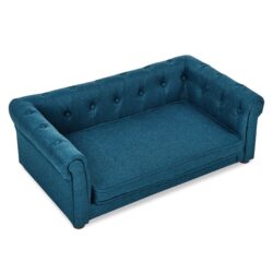 Elegant Rectangle Pet Bed Durable Elevated Dog Sofa Bed Comfortable Dog Couch Foam - Blue