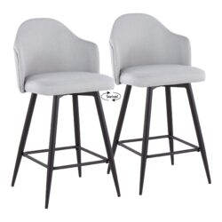 Ahoy - Contemporary Fixed Height Counter Stool Square Black Footrest (Set of 2) - Black / Light Gray