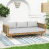 Claremont - 3 Seater Daybed With Rattan Arms - Light Gray - Image 4