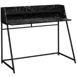 Computer Desk For Home Office, Laptop, Storage Shelves, Marble Look Modern Design - Black