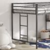 Adam - Junior Twin Loft Bunk Bed With Cinnamon Wood Shelf - Black - Image 4