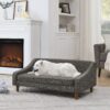 Durable Elevated Dog Sofa Bed With Modern Irregular Armrest Design Comfortable Soft Pet Sofa Dark - Dark Gray - Image 4