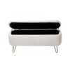 Storage Ottoman Bench For End Of Bed Gold Legs, Modern Ivory White Faux Fur Entryway Bench Upholstered Padded With Storage For Living Room Bedroom - Ivory - Image 15