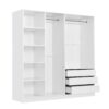Doorless Storage Wardrobe For Dedroom With Shelves And 3 Drawers - White - Image 7