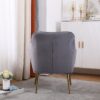 Modern Mid-Century Chair Velvet Sherpa Armchair For Living Room Bedroom Office - Gray - Image 4