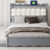Queen Size Storage Platform Bed, With 2 Big Drawers, Twin Long Size Trundle, One Set Of Sockets & USB Ports - Gray - Image 15