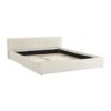 Queen Size Upholstered Platform Bed Frame With Chenille Fabric And Pleated Design - Beige - Image 10