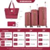 5 Piece Set (20"24"28 +A Travel Bag And A Toiletry Bag), Pp Hardshell Carry On Luggage Set With Tsa Lock Carry On Suitcase Luggage Durable Suitcase - Wine Red - Image 3