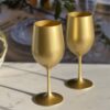 Leadingware Metallic Plastic Wine Glasses (Set of 4), Bpa Free, Unbreakable 12Oz Acrylic Wine Glasses - Gold - Image 3