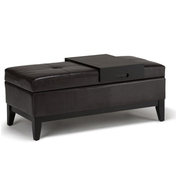 Oregon - Storage Ottoman Bench With Tray - Tanners Brown