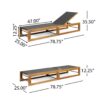 Outdoor Chaise Lounge With Acacia Wood Frame And Mesh Seat - Teak - Image 3