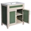 Bathroom Vanity Cabinet With Ceramic Sink Combo Set, Frame Modern Bathroom Storage Cabinet With Height Adjustable Shelf - Beige / Green - Image 20