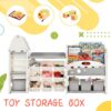 Kids Bookshelf Toy Storage Organizer With 17 Bins And 5 Bookshelves, Multi-Functional Nursery Organizer Kids Furniture Set Toy Storage Cabinet Unit With HDPE SheLF And Bins - Gray - Image 3