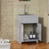 Bathroom Sink Vanity Laundry Utility Cabinet With Stainless Steel Sink Combo - Gray - Image 9
