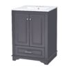 Bathroom Vanity With Ceramic Sink Combo, Modern Freestanding Storage Cabinet With Silver Handles, Soft Closing Doors - Blue Gray - Image 12
