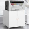 Metal Printer Stand With Storage Mobile Printer Tables For Small Spaces With Door Adjustable Shelf File Cabinet On Wheels For Home Office - White - Image 21