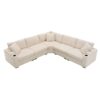 Convertible L Shaped Sectional Corner Couch With Armrest Storage Cup Holders USB Charger, Irregular Corner Oversized Comfy Modular Sofa - Beige - Image 3