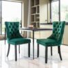 Nikki - Modern, High-End Tufted Solid Wood Contemporary Velvet Upholstered Dining Chair With Wood Legs Nailhead Trim (Set of 2) - Green - Image 10