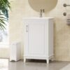 Modern Small Bathroom Vanity Cabinet With Ceramic Basin, Ample Storage, 1 Soft-Close Door - White - Image 3