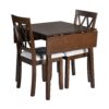 3 Piece Kitchen Dining Set With Drop Leaf Dining Table And 2 Dining Upholstered Chairs, Dining Room Set For Small Places - Brown - Image 8