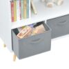 Kids Bookcase With Collapsible Fabric Drawers, Children's Book Display, Toy Storage Cabinet Organizer - White / Gray - Image 26