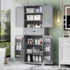 Bathroom Storage Cabinet With Multi Functional Storage Space, Material, Adjustable Shelf, Slide Rail Drawer - Gray - Image 5