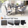 7 Pieces Outdoor Patio Furniture Set, 4 Dining Chairs & 2 Swivel Rockers Sunbrella Fabric, Rectangular Table With Umbrella Hole - Bourbon Brown - Image 7