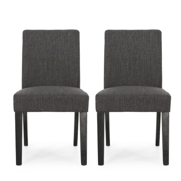 Contemporary Fabric Dining Chair With Upholstered Seating And Tapered Legs - Charcoal