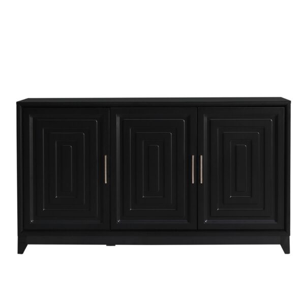 TV Stand For TVs Up To 65", Modern Entertainment Center Media Console Cabinet With 2 Spacious Storage Space, Solid Wood Legs For Living Room - Black