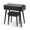 Makeup Vanity Desk With Flip Top Mirror And LED Light, Dressing Table With Charging Station, 2 Drawers And Fold Up Panel, Vanity Set With Cushioned Stool For Bedroom - Black - Image 15