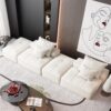 Modern Oversized Modular Sectional Sofa With 2 Ottoman And 2 Seat, Sparkling Chenille Fabric Soft Cushion Sofa With 4 Pillows, 4 Pieces Diy Combination Tufted Sofa, No Assembly Required - Beige - Image 12
