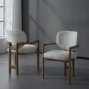 Dining Chairs (Set of 2) Upholstered Arm Chairs, Rubber Wood Accent Chairs - White - Image 4
