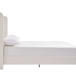 Harper - King Tall Headboard Upholstered Bed, High Headboard, Elegant Simplicity, No Box Spring Needed - Cream White