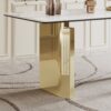 Thick Sintered Stone Composite Tempered Glass Top Rectangular Dining Table With Stainless Steel Base - Gold - Image 8