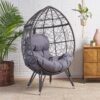 Cosmos - Round Hammered Iron Teardrop Chair - Gray - Image 2