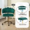 Velvet Home Office Desk Chair, Modern Cute Computer Chair, Wheels Swivel Height Adjustable Task Chair - Emerald - Image 4