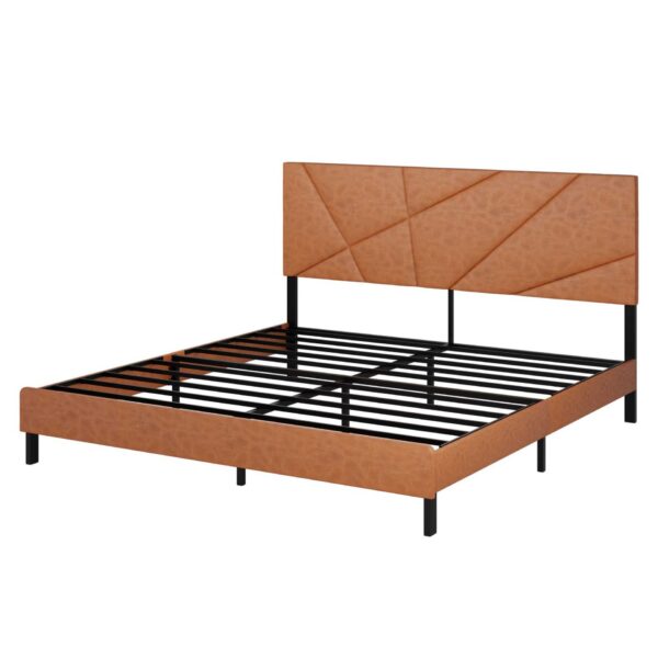Vintage King Size Metal Bed Frame With Under Bed Storage And No Spring Loaded Mattress Required - Antique Brown