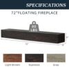 72" Rustic Wood Fireplace Mantel, Wall-Mounted & Floating Shelf For Home Decor - Espresso - Image 8