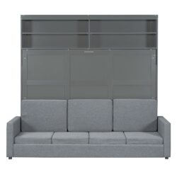 Queen Size Murphy Wall Bed With Sofa - Gray
