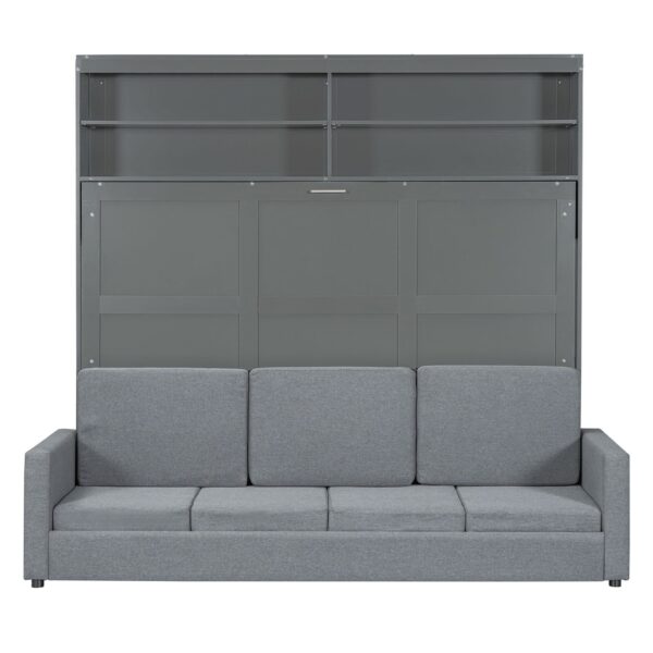 Queen Size Murphy Wall Bed With Sofa - Gray