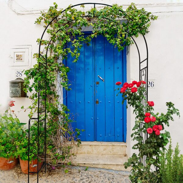 Metal Garden Arch Garden Arbor Trellis Climbing Plants Support Rose Arch Outdoor Arch - Black