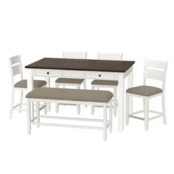 Velvety - 6 Piece Gathering Dining Set - Brown / White