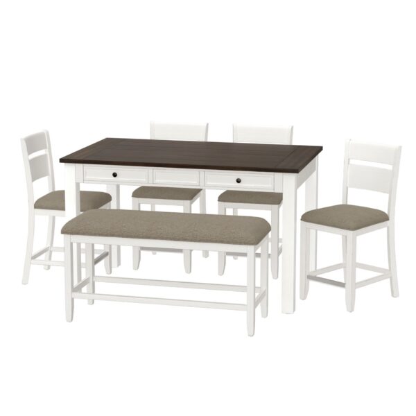 Velvety - 6 Piece Gathering Dining Set - Brown / White